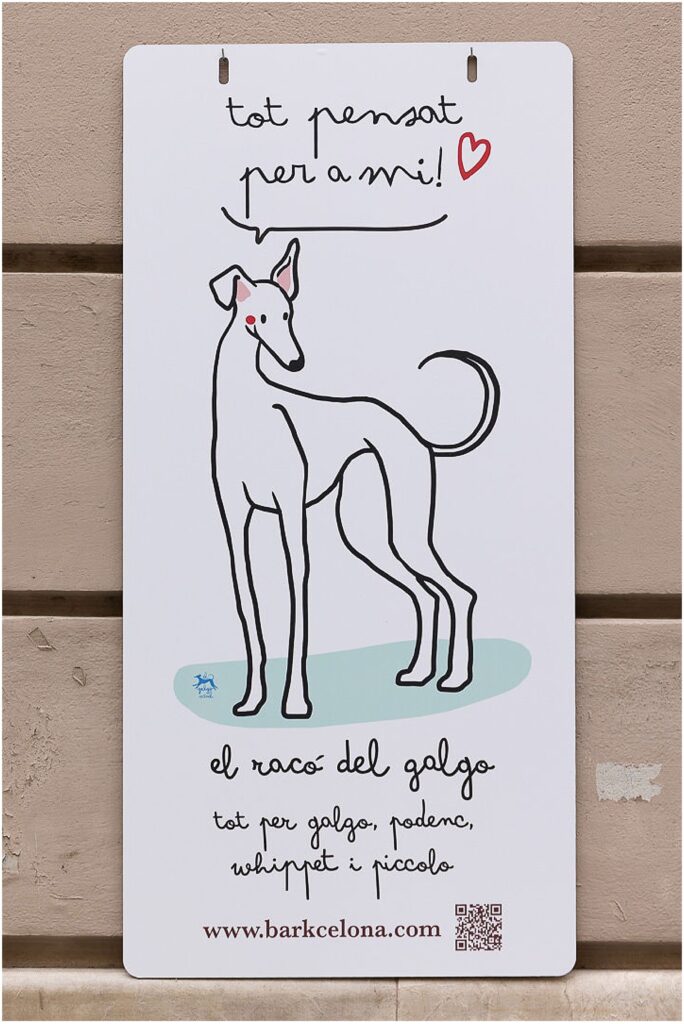 A sign about the Galgos in Barcelona
