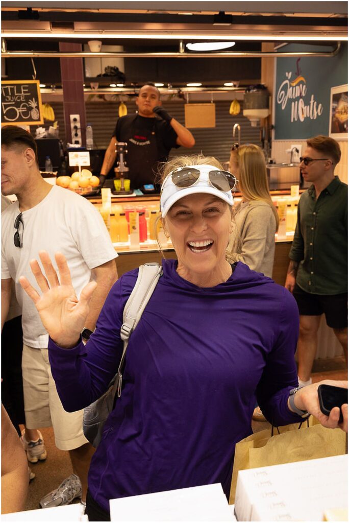 Dog photographer Jill Brammer in a candy shop in Barcelona